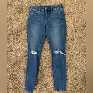American Eagle Outfitters Blue Ripped Skinny Jeans